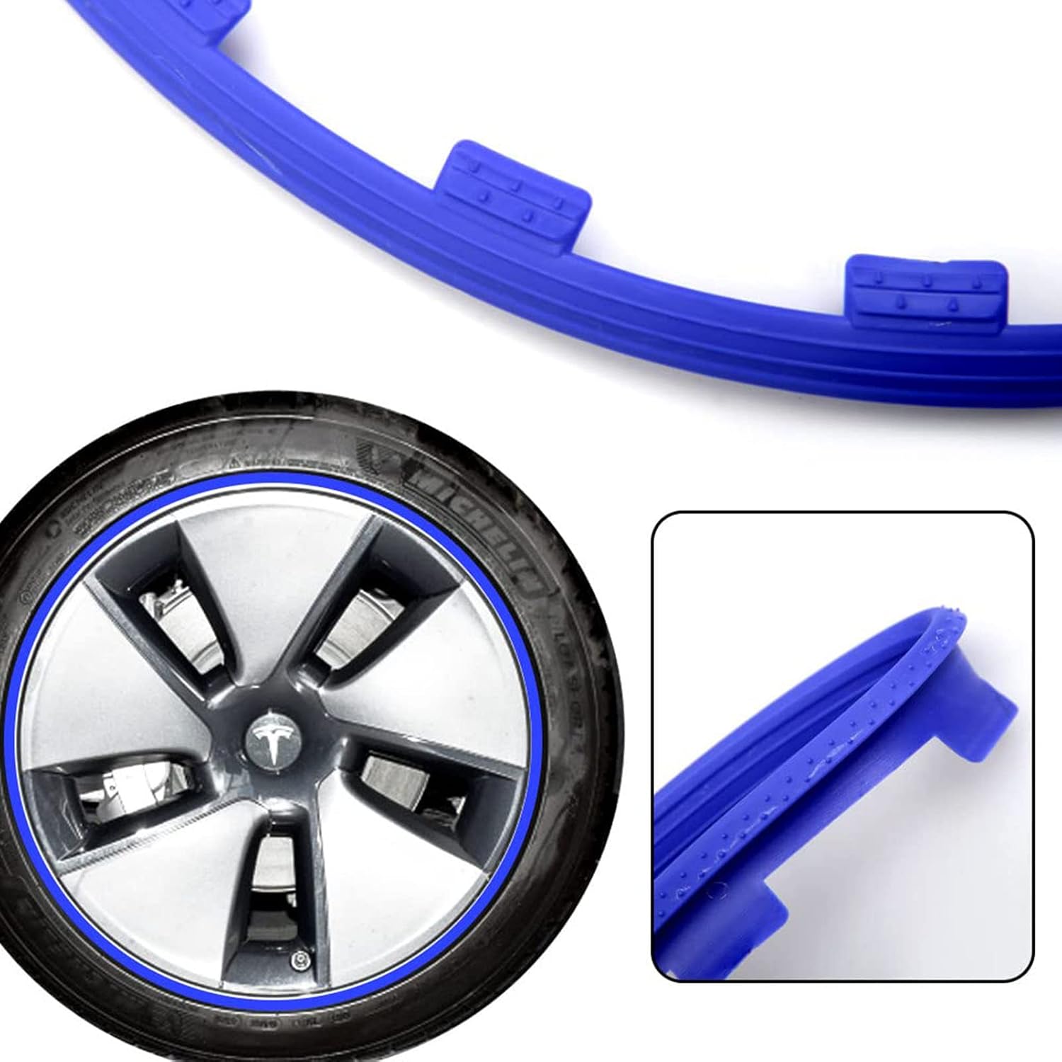 Blue Wheel Rims Hub Protectors - 4PCS Car Rim Edge Trim with Tire Guard - 16-20 Inch Wheel Edge Ring,Red