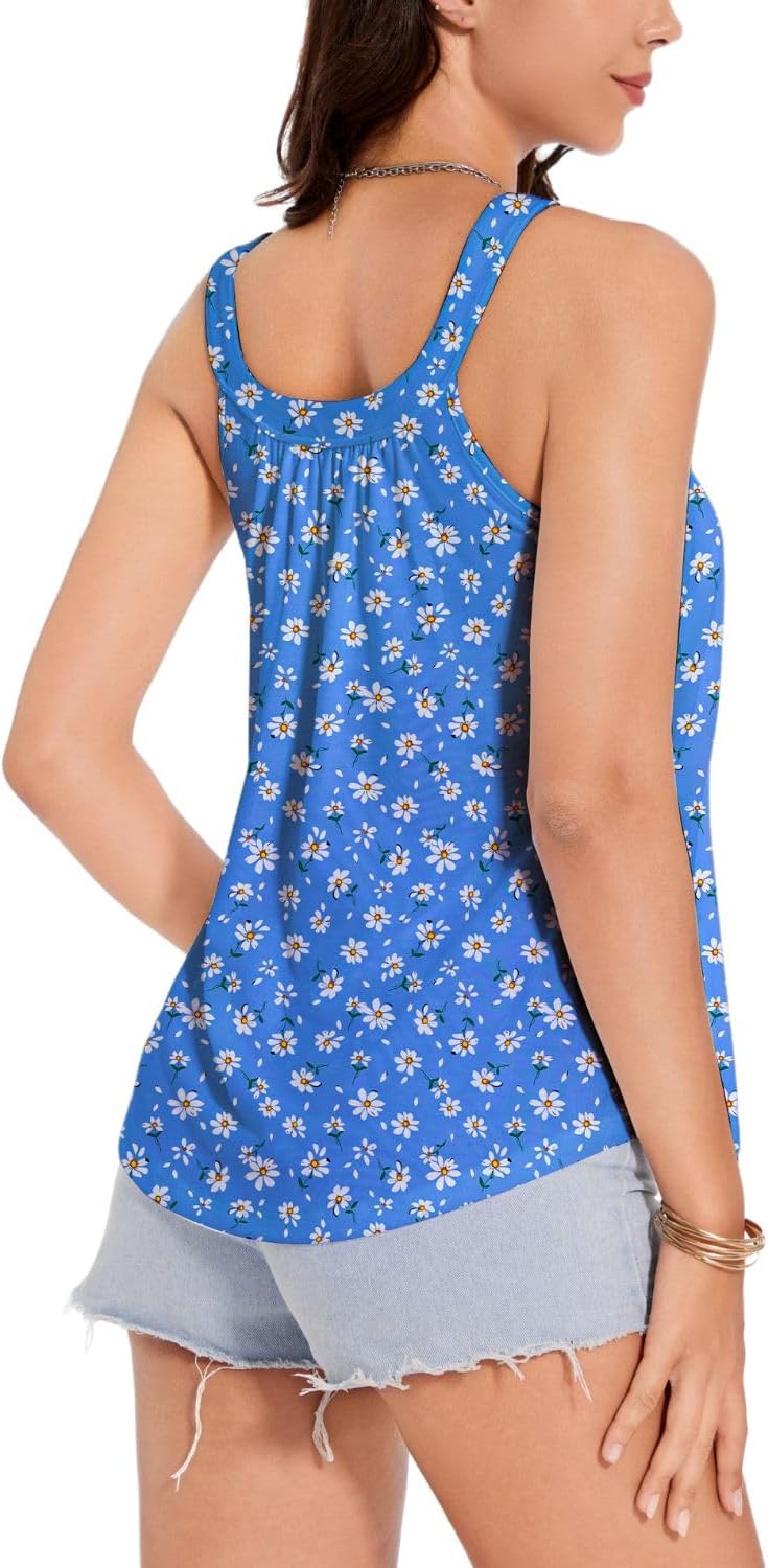 ANYFITTING Women's Built in Bra Tank Top 2025 Summer Trendy Tops Flowy Loose Fit Casual Halter Cami Camisole Outfits S-3XL - Image 2