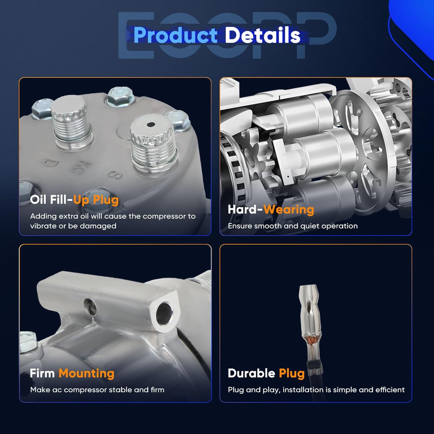 ECCPP A/C Compressor with Clutch 2004-2007 Fit for Ford for F-650 for F-750 5.9L 6.0L 7.2L AC Compressor