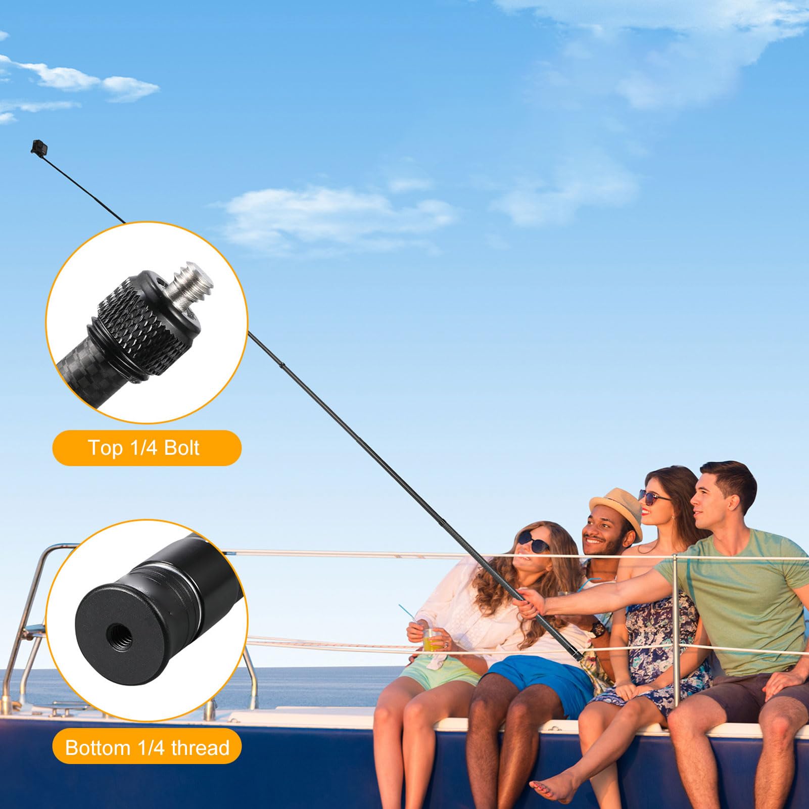 GOWENIC Asta Selfie Estensibile, Asta Telescopica Leggera in Fibra di Carbonio a 7 Sezioni Si Estende Fino a 118 Pollici con Filettatura da 1/4 di Pollice per Fotocamera Panoramica X5 X4