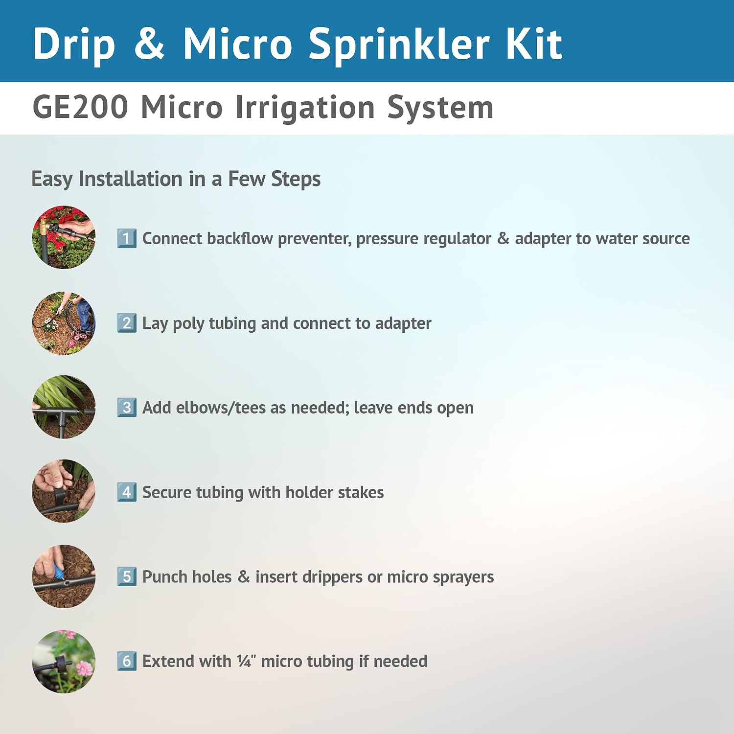DIG GE200 Drip & Micro Sprinkler Kit - Versatile 122-Piece Set for Diverse Gardens, Ideal for Efficient Watering