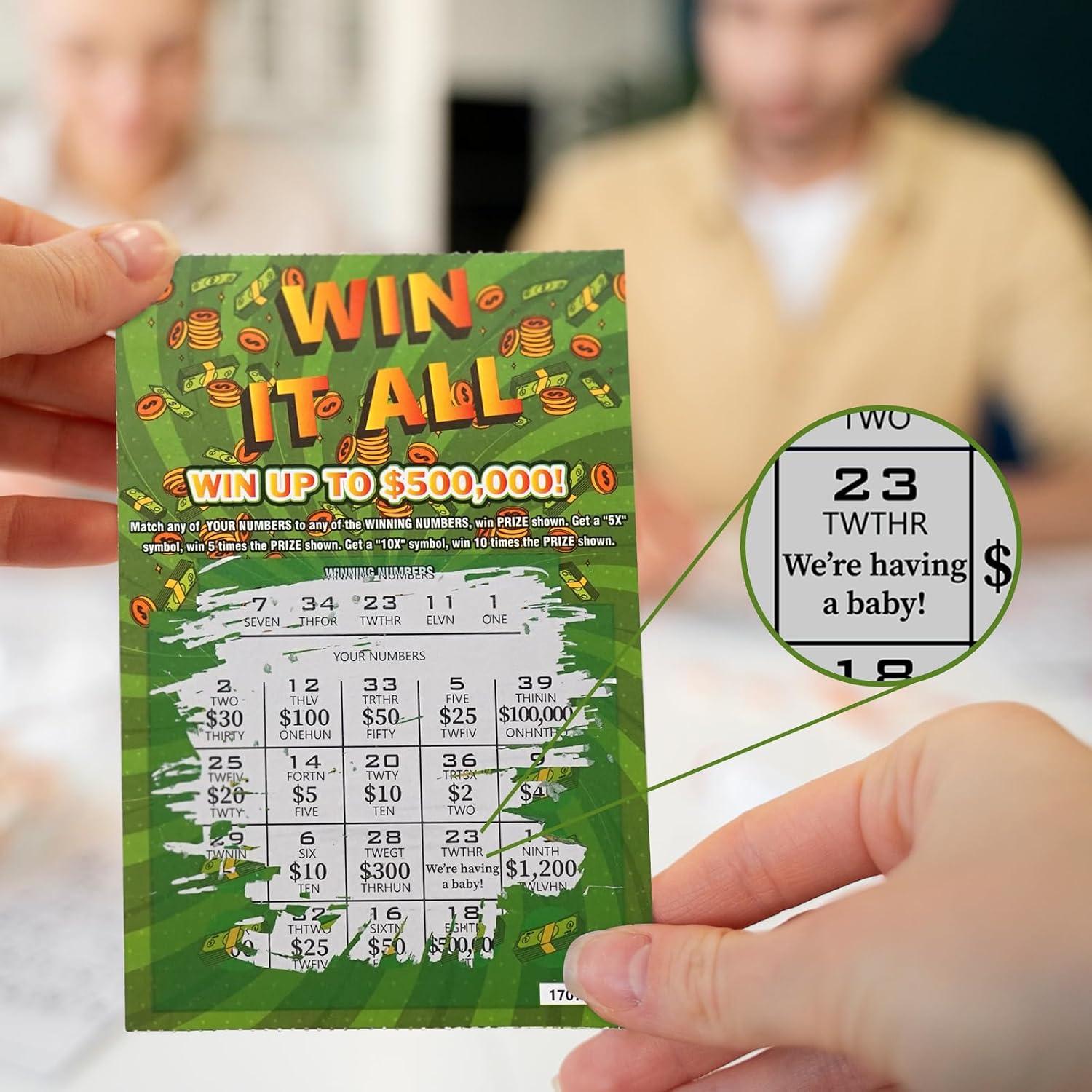 Pregnancy Announcement Scratch Off Fake Lottery Tickets, Surprise Pregnancy Reveal to Parents, Baby Announcement Ideas Card, Pregnancy Announcement for Grandparents Future Dad or Friends, 6 Pack