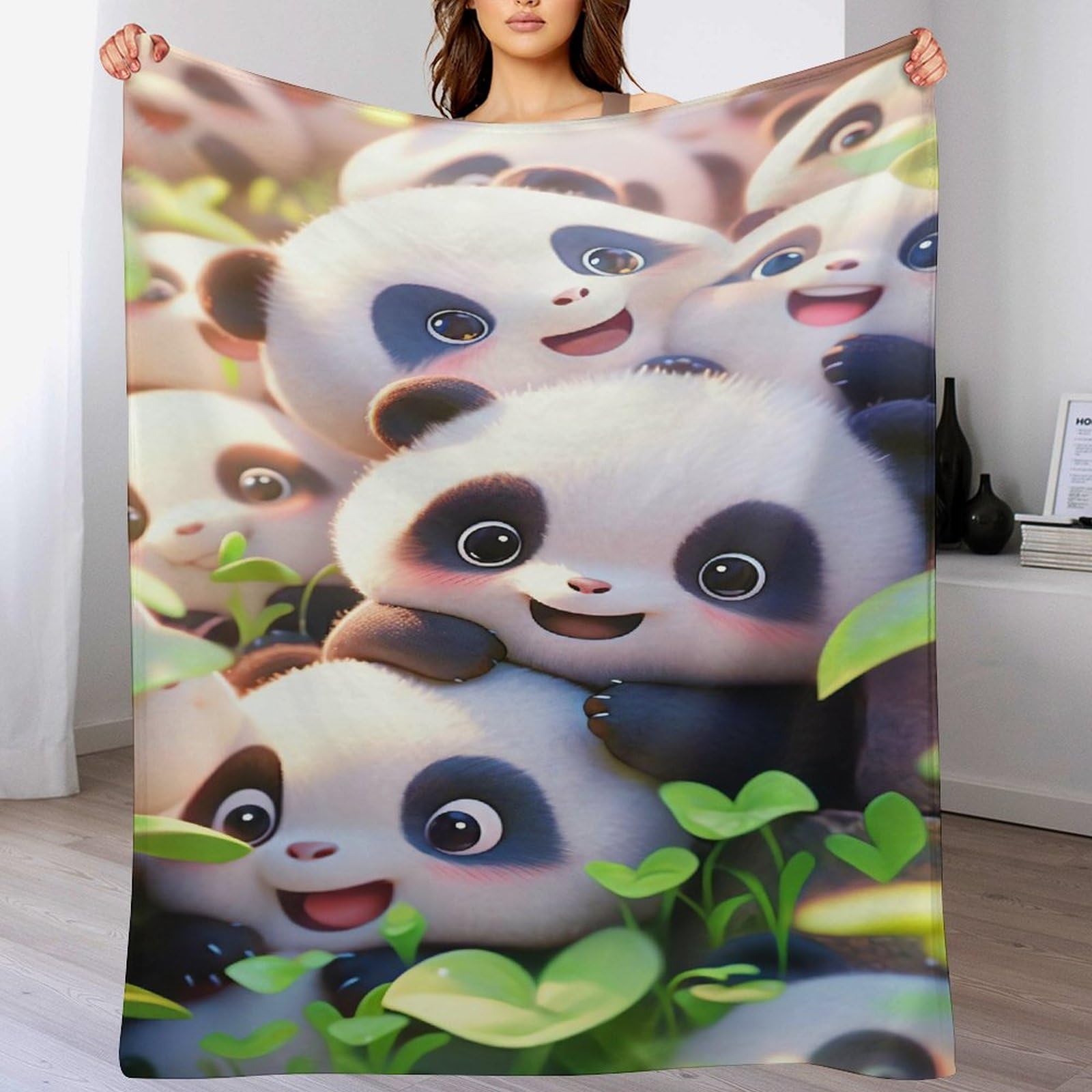 Couverture de lit polaire flannel panda couvre-lit 130x150cm pour linge de lit