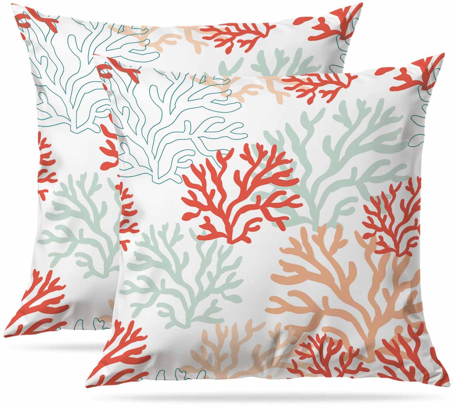 Zovinex Red Pink Corals Set Of 2 Pack Cushion Covers Soft Short Plush Throw Pillow Cover Home Pillow Case Pillowcases For Tent Park Bed Sofa Chair Bedroom Decorative Balcony 40X40cm 16X16inch