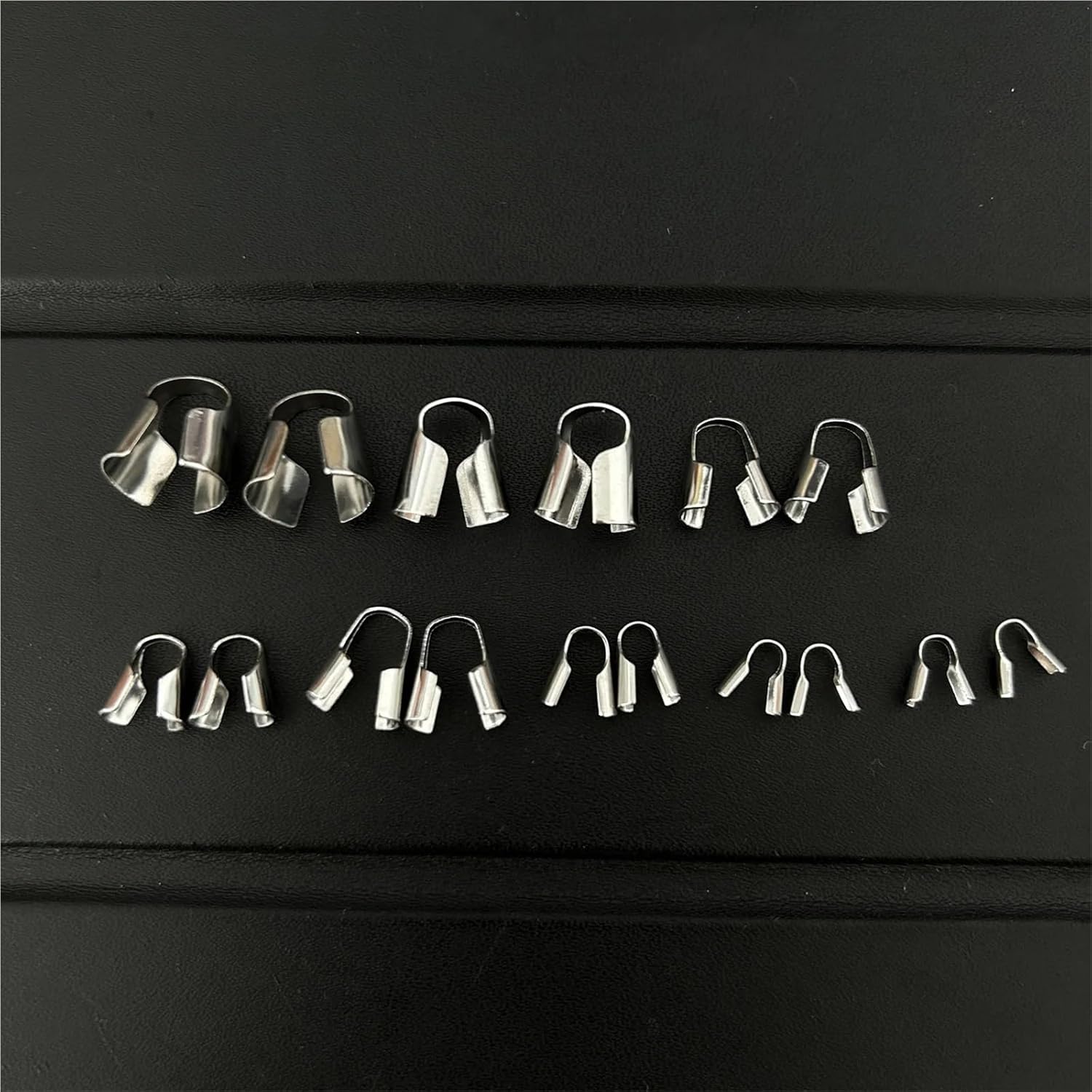 Fold Over Cord Ends 80pcs Stainless Steel Cords Beads Caps Leather Clip Tip Fold End Crimp for Necklace, Leather Rope Jewelry Making(5mm)