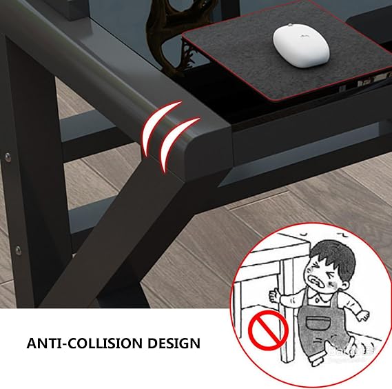 Tempered Glass Computer Desk Modern Home Office Desk Gaming Desk PC Laptop Study Table Workstation for Home Office(39 Inch, White)