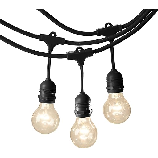 MockWares Basics Patio String Light, G60 Bulb, Black