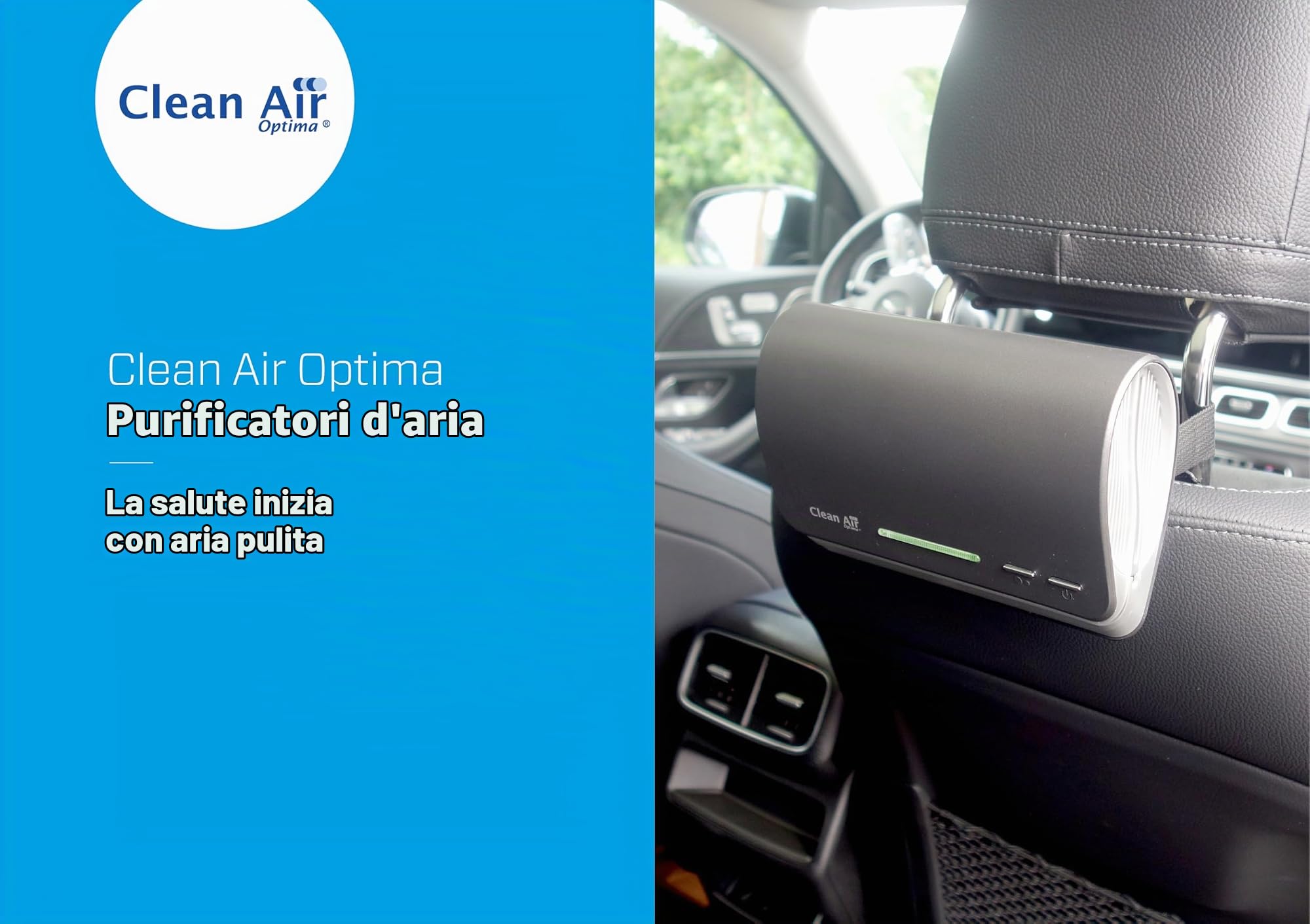 Clean Air Optima CA-501 Purificatore d'aria con filtro HEPA, lampada UV-C e ionizzatore, ventola ultra silenziosa, 20 dB (A), adatto per auto