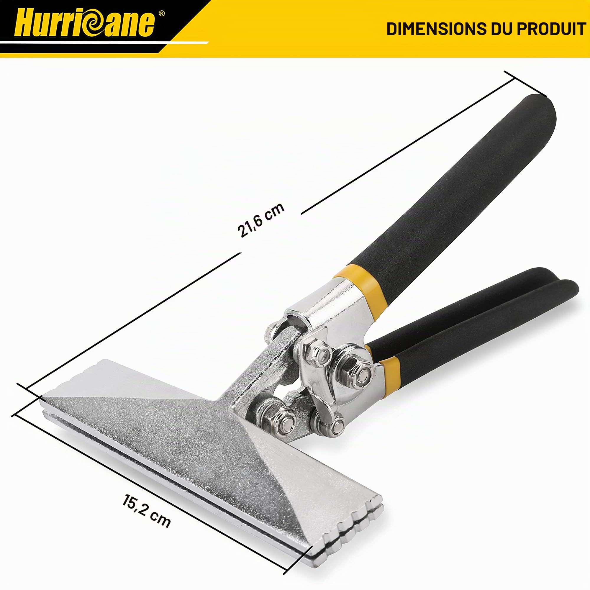 HURRICANE Pince à plier la tôle, 15 cm, mâchoires droites, pour aplatir et plier les métaux, poignée double couche rembourrée