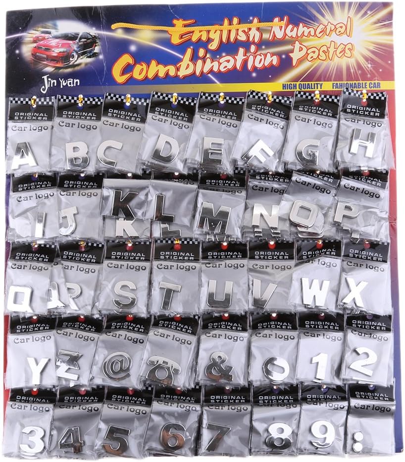 Kesoto 200Pcs Silver Auto 3D Emblem Badge Sticker Chrome Letters and Number for Cars