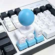 Keyboard Joystick Keycap, DIY 3D Printed Arcade Fighting Stick Adapter for WASD Keys, in-Game Movement Control Mod, Retro Joystick for Keyboard Attachment Blue White