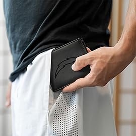 Rico Industries NFL Football Los Angeles Chargers Black Laser Engraved Bill-fold Wallet - Slim Design - Great Gift