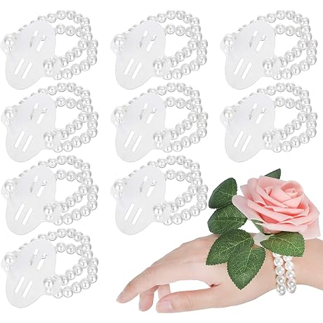 Hicarer Elastic Pearl Wrist Bands Corsage Accessories for Wedding
