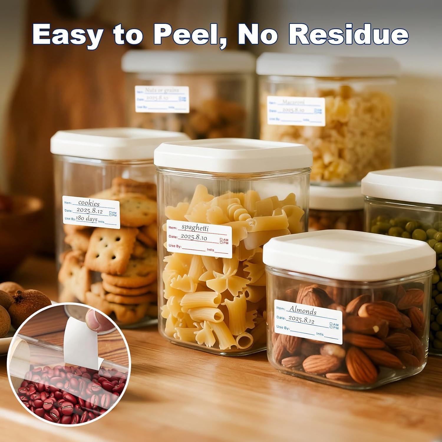 1000 Pieces Removable Food Labels, 1 x 2 Inch Date Stickers for Freezer, Refrigerator Food Containers - Easy to Write On(1000PCS) image 4
