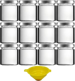 mikken 12 tarros de cristal de 400 ml con tapón de rosca, sin PVC, incluye embudo