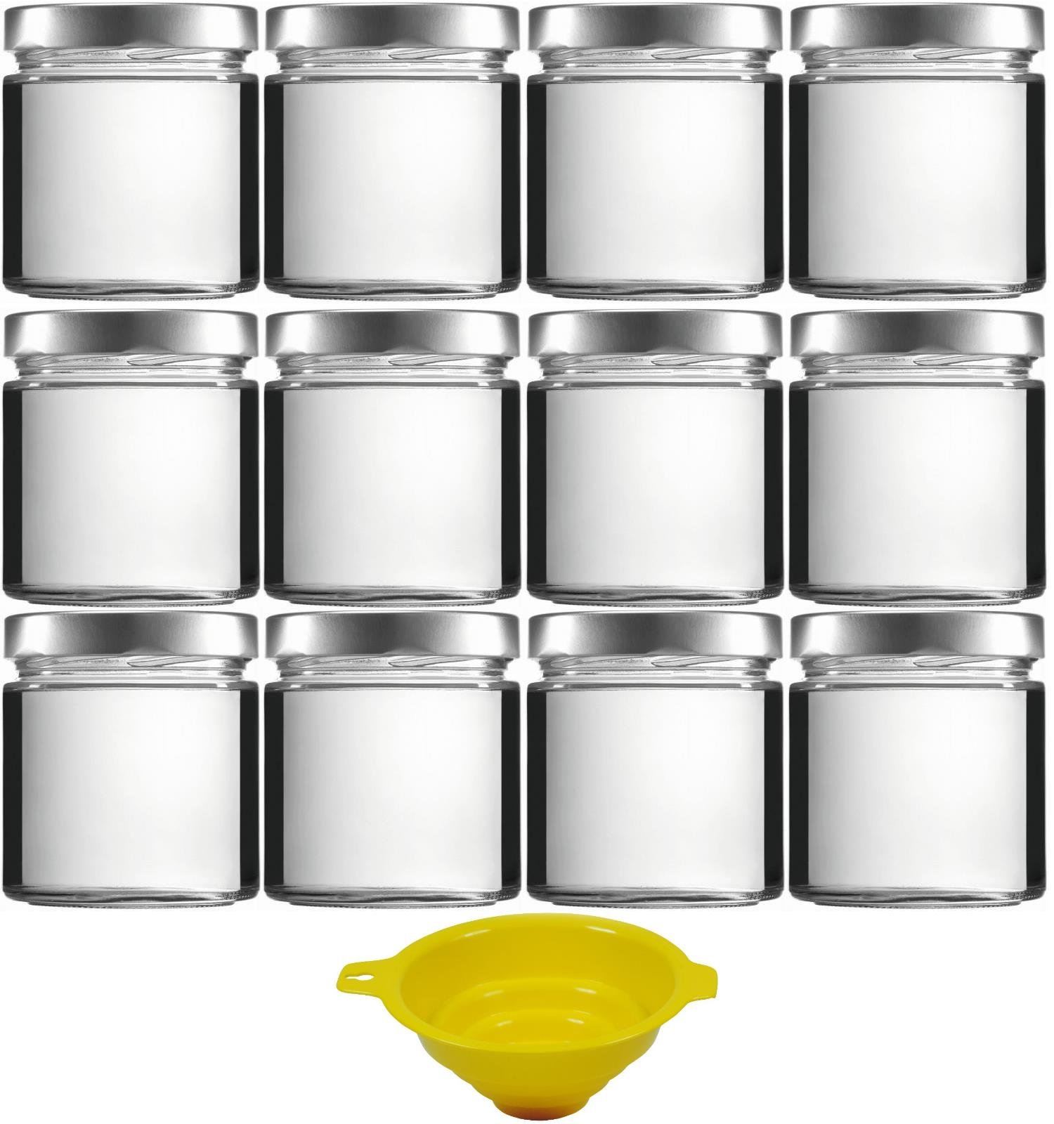 mikken 12 x 400ml Glass Preserving Jars with Screw Top PVC Free with Funnel
