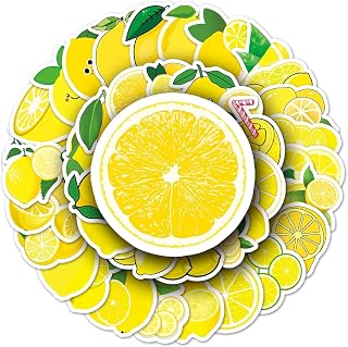 50Pcs Aesthetic Lemon Stickers,Waterproof Vinyl Fresh Citrus Summer Fruit Stickers for Journaling,Laptop,Water Bottle,Planner, Scrapbook,Phone Case,Luggage,Skateboard,DIY Decor for Fruit Lovers