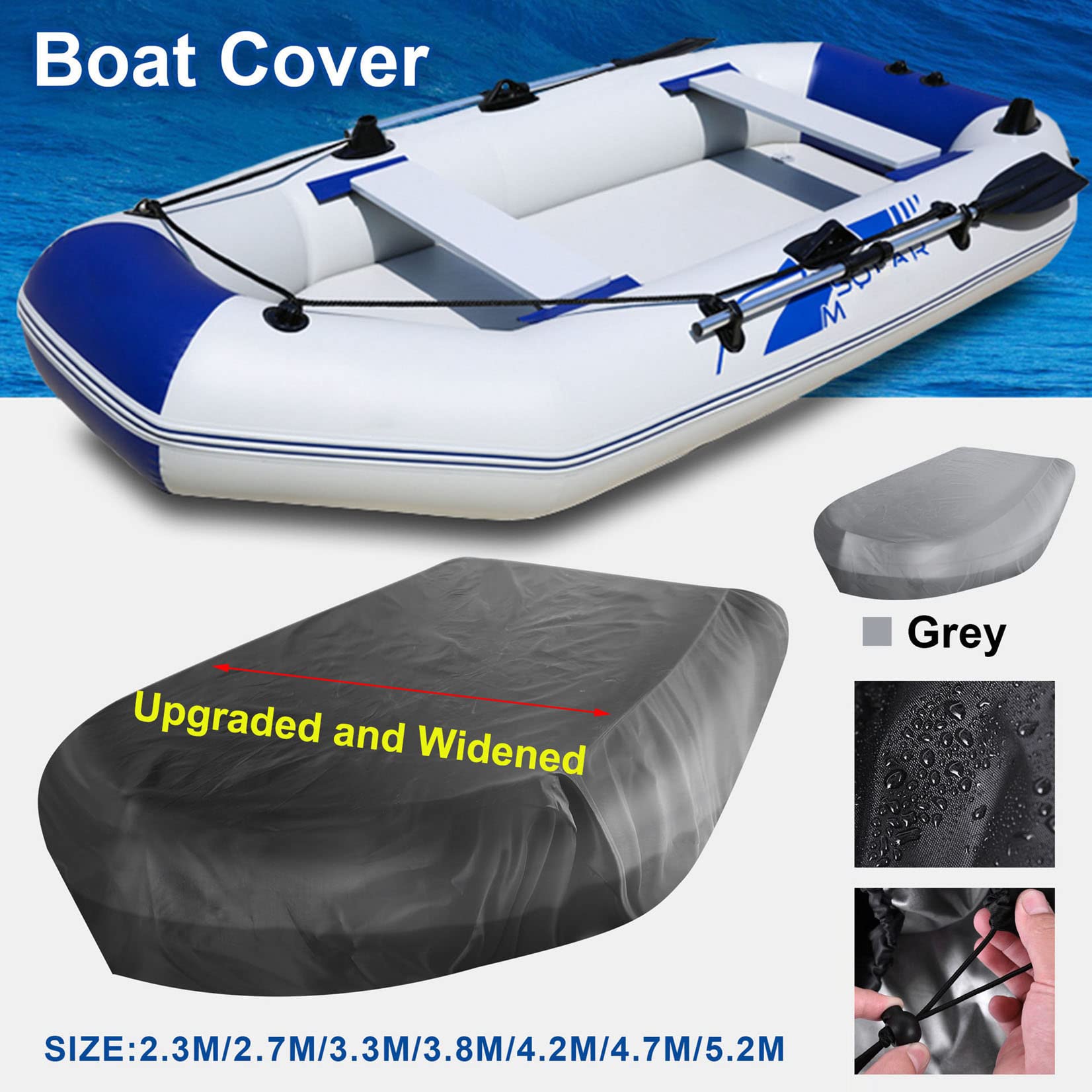 7 Tailles De Housse De Bateau Gonflable, Imperméable, 210D, Oxford, Anti-UV, Anti-poussière, Pour Bateau, Kayak, Remorque, Robuste, Gris, 520 X 94 X 46 Cm
