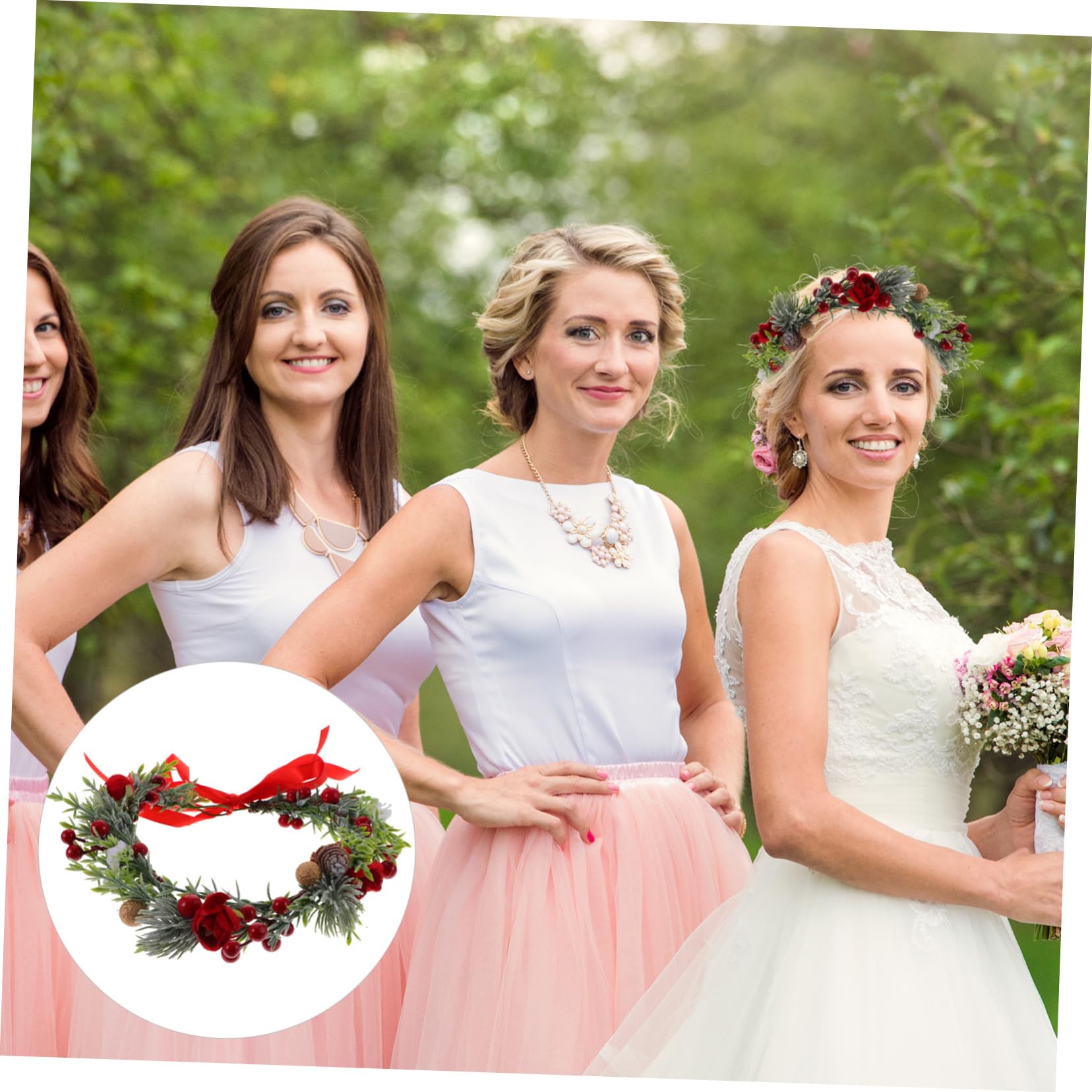 5stücke Blumenkranz Haarschmuck Für Frauen Verstellbarer Kopfband Mit Blüten Und Blättern Für Hochzeiten Festivals Und Kreative Frisuren Elegantes Accessoire Für Damen