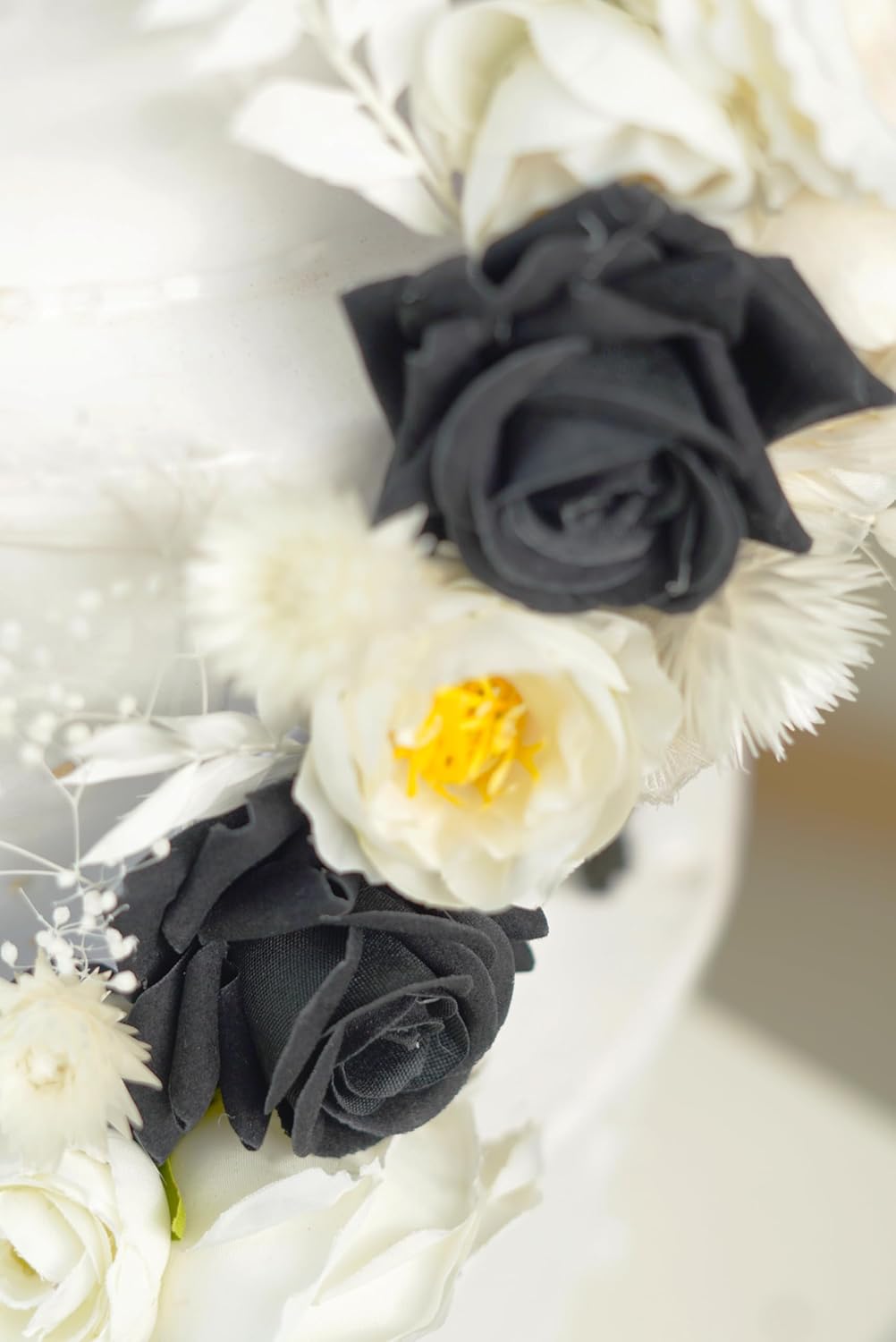 Black and white Wedding Cake Topper, Floral Cake Decoration, Cake Topper Flowers, Dried flowers Cake Flowers, Rustic Wedding, Boho