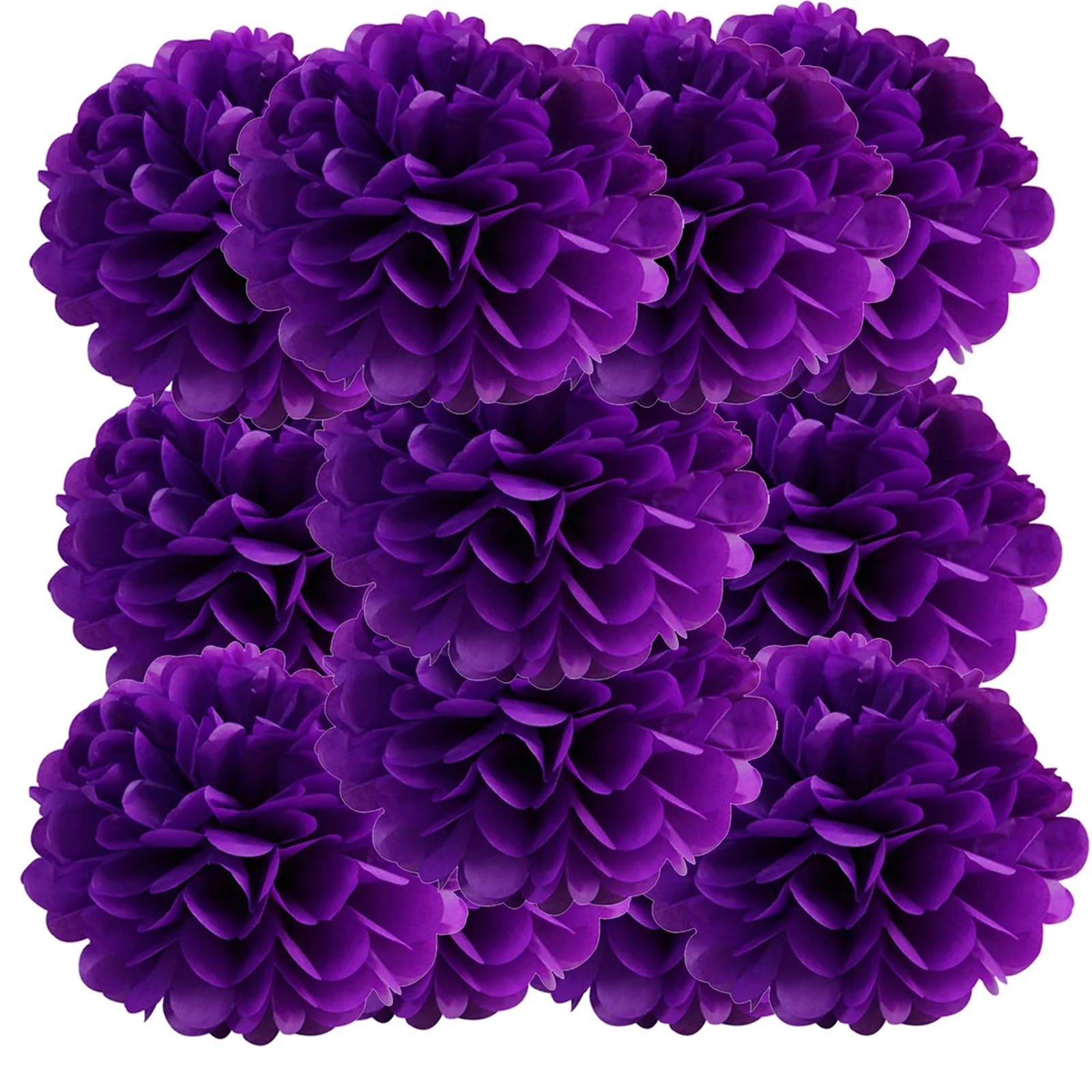 Paper Lanterns 26colors 12pcs Each 10inch Paper Pompom for Wedding Birthday Summer Halloween, , Party Decoration(Purple)