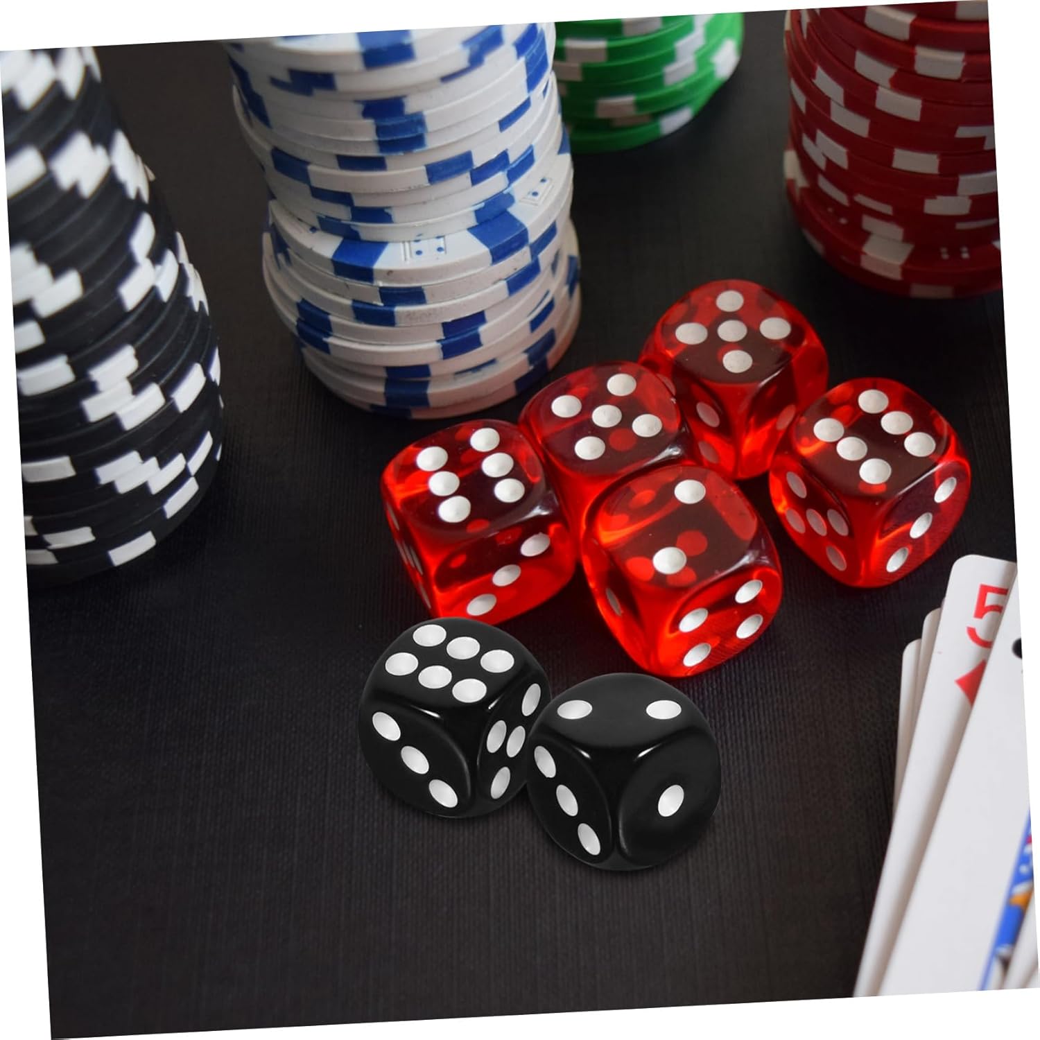 HANABASS 5sets 50pcs Acrylic Game Dice Six Sided Dices for Table Games Parties and DIY Fun Lightweight Portable Smooth Surface for Accurate Rolling 50pcs*5