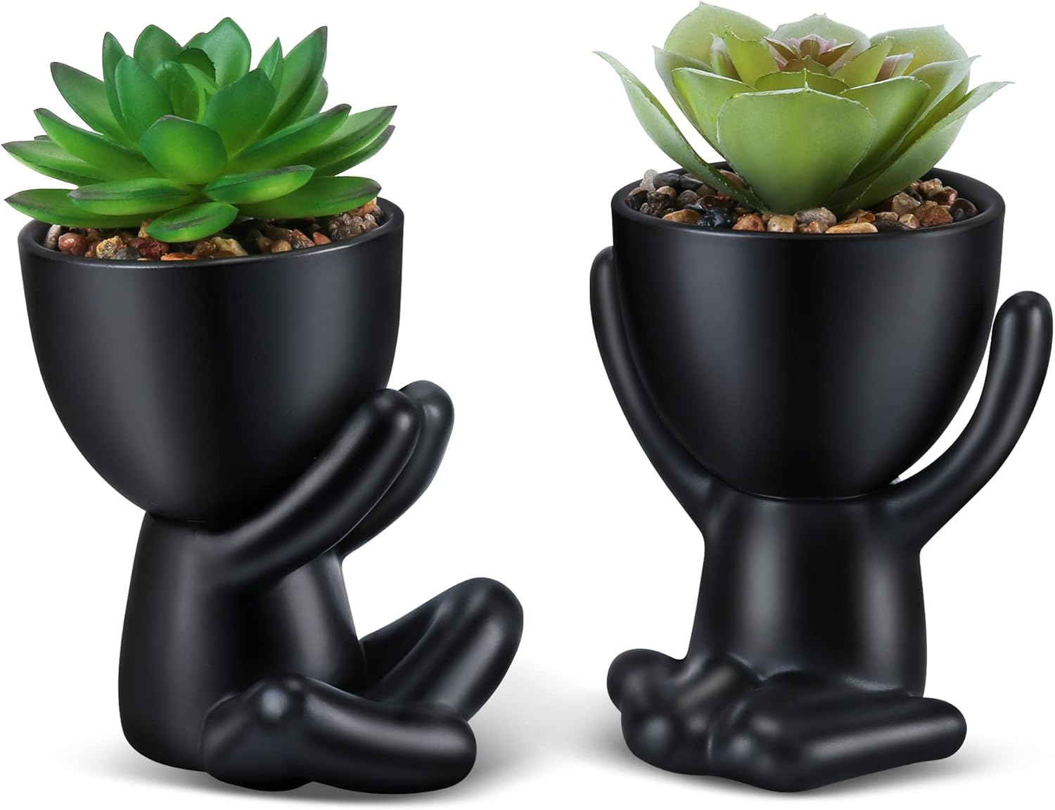 Fake Succulent, Mini Succulents Plants Artificial in Black