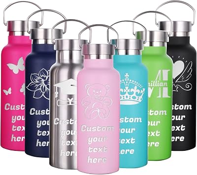 Personalized Water Bottles,Custom Insulated Water Bottles Bulk,Customized Stainless Steel 12 oz/26 oz Engraved Water Bottle With Name For Women Men Adult -1 Pack