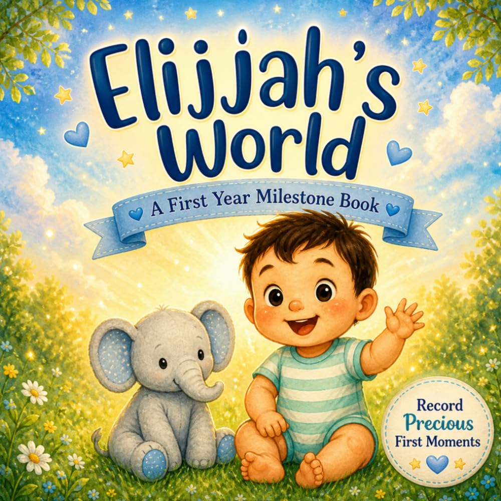 Elijah’s World: A First-Year Milestone Storybook (Three Hearts Personalized Baby Name Books (Elijah))