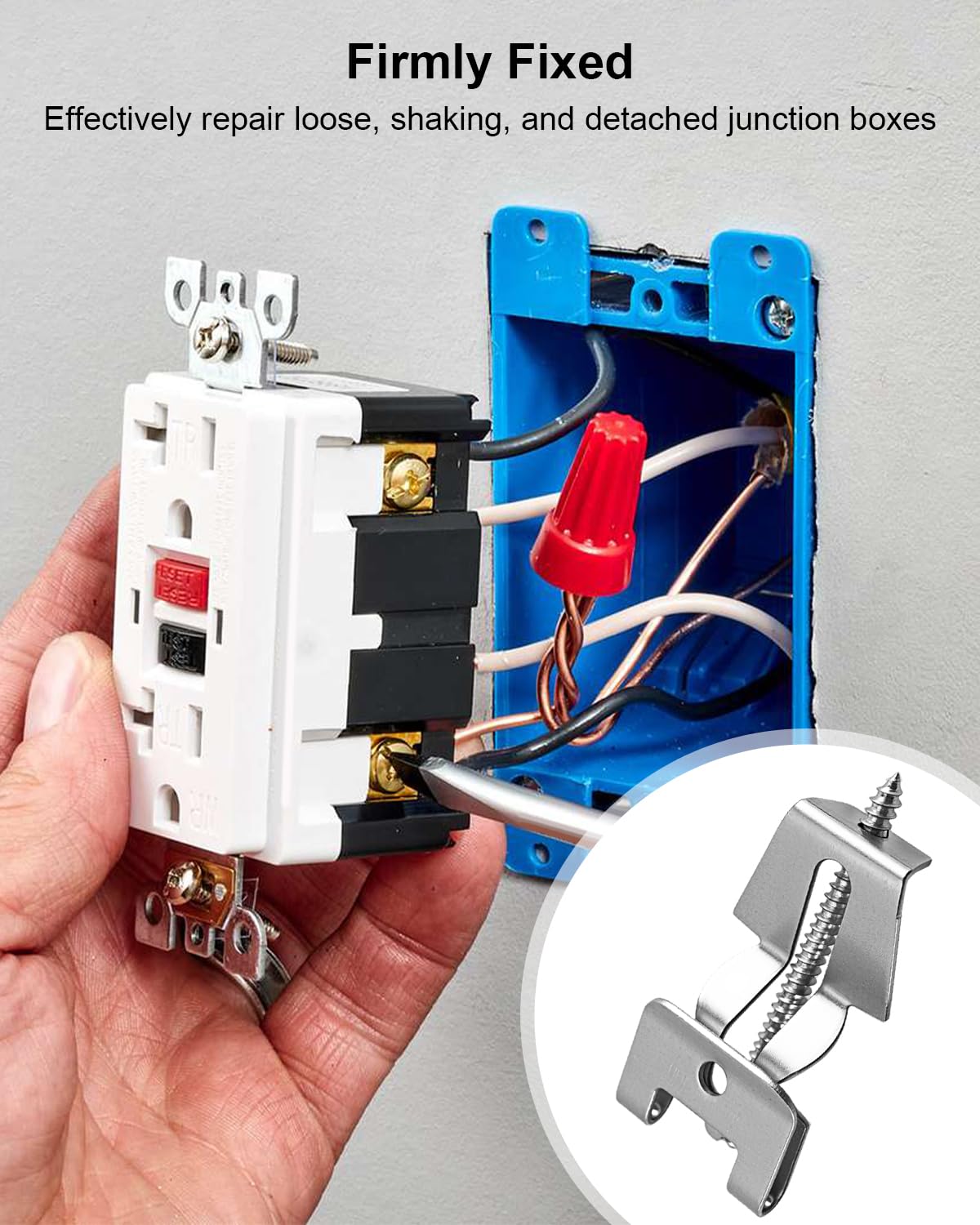10 PCS Old Work Switch Box Supports, F-Type Buckle Outlet Repair Clip, Metal Old Electrical Box Mounting Support for Drywall & Plaster Wall