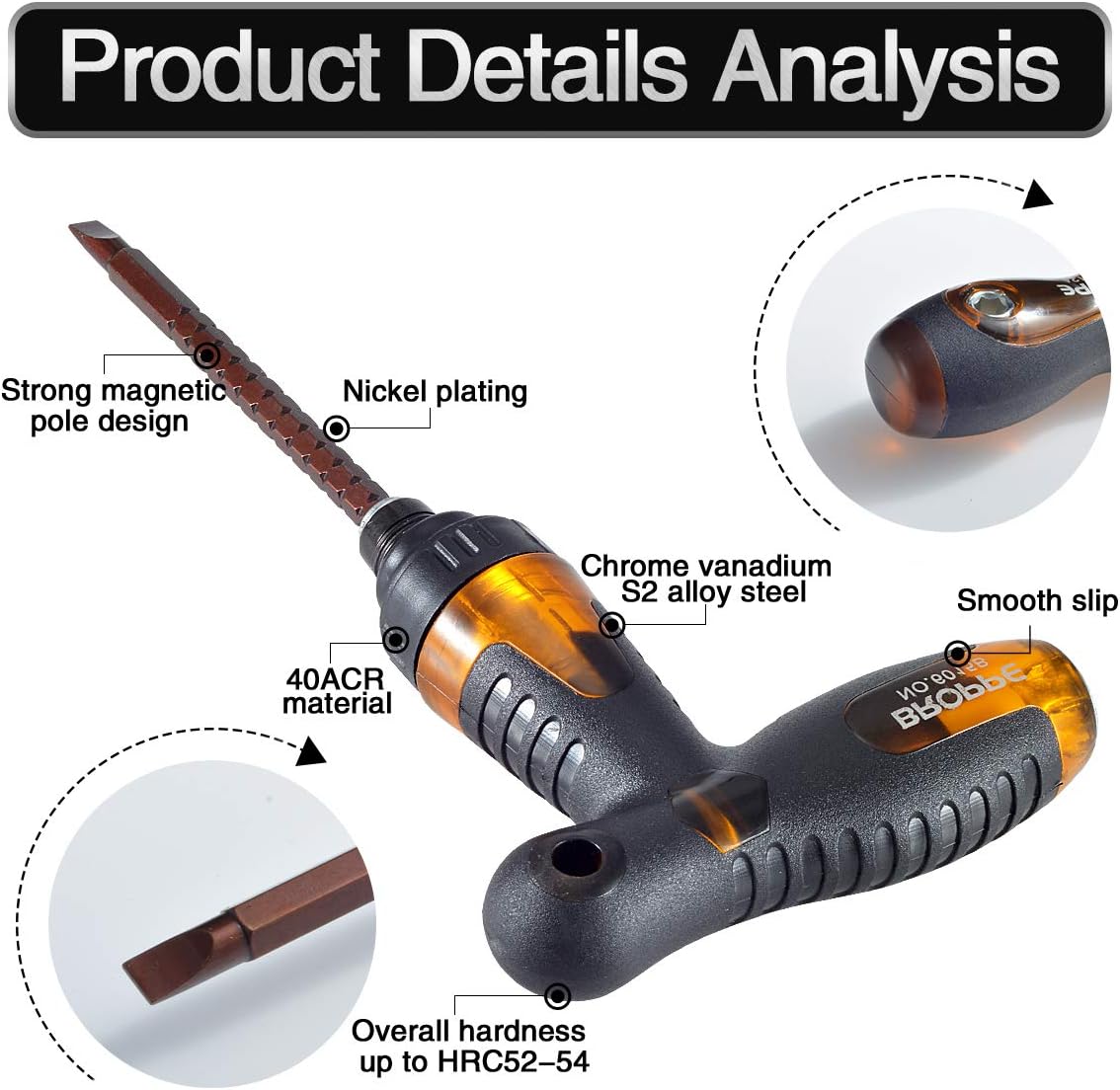Ratchet screwdriver Adjustable Double Head Screwdriver 180mm