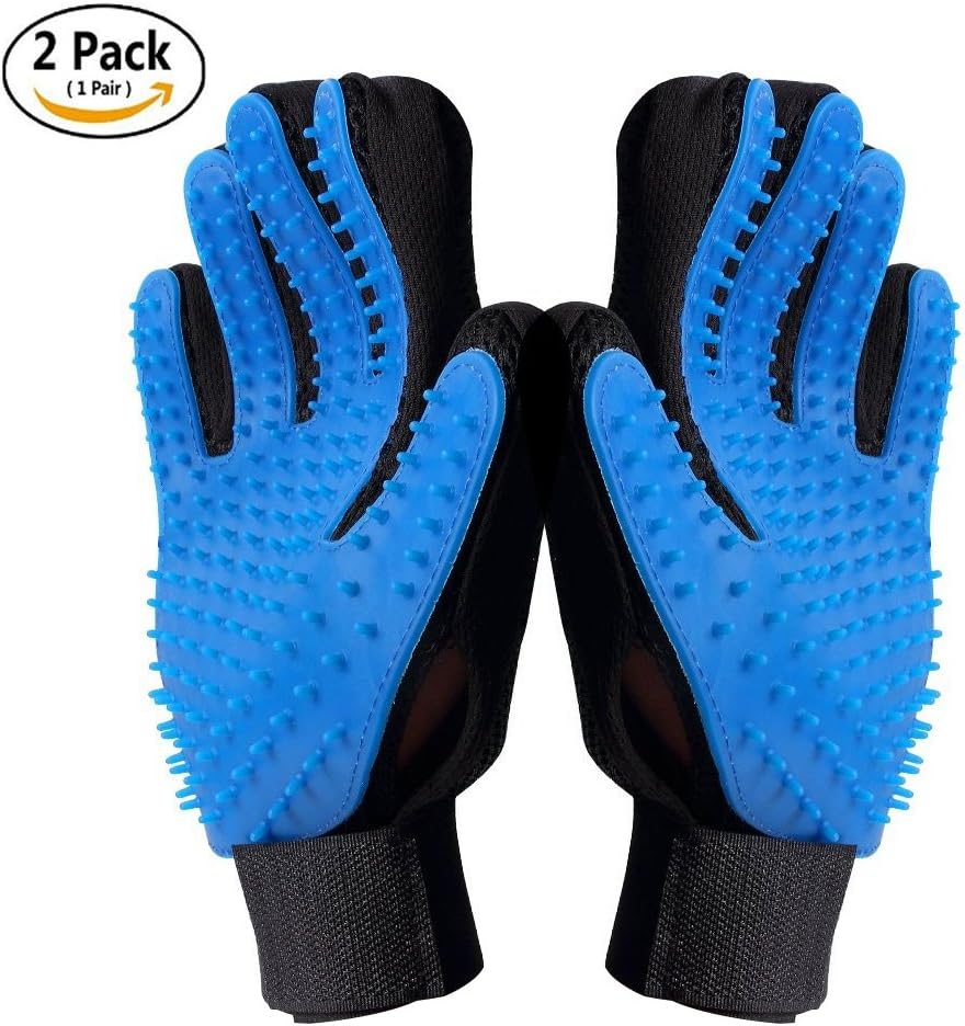 KeTango Pet Grooming Gloves, Gentle Pet Hair Remover Glove Brush, Deshedding Glove - Massage Mitt Tool with Enhanced Five Finger Design…