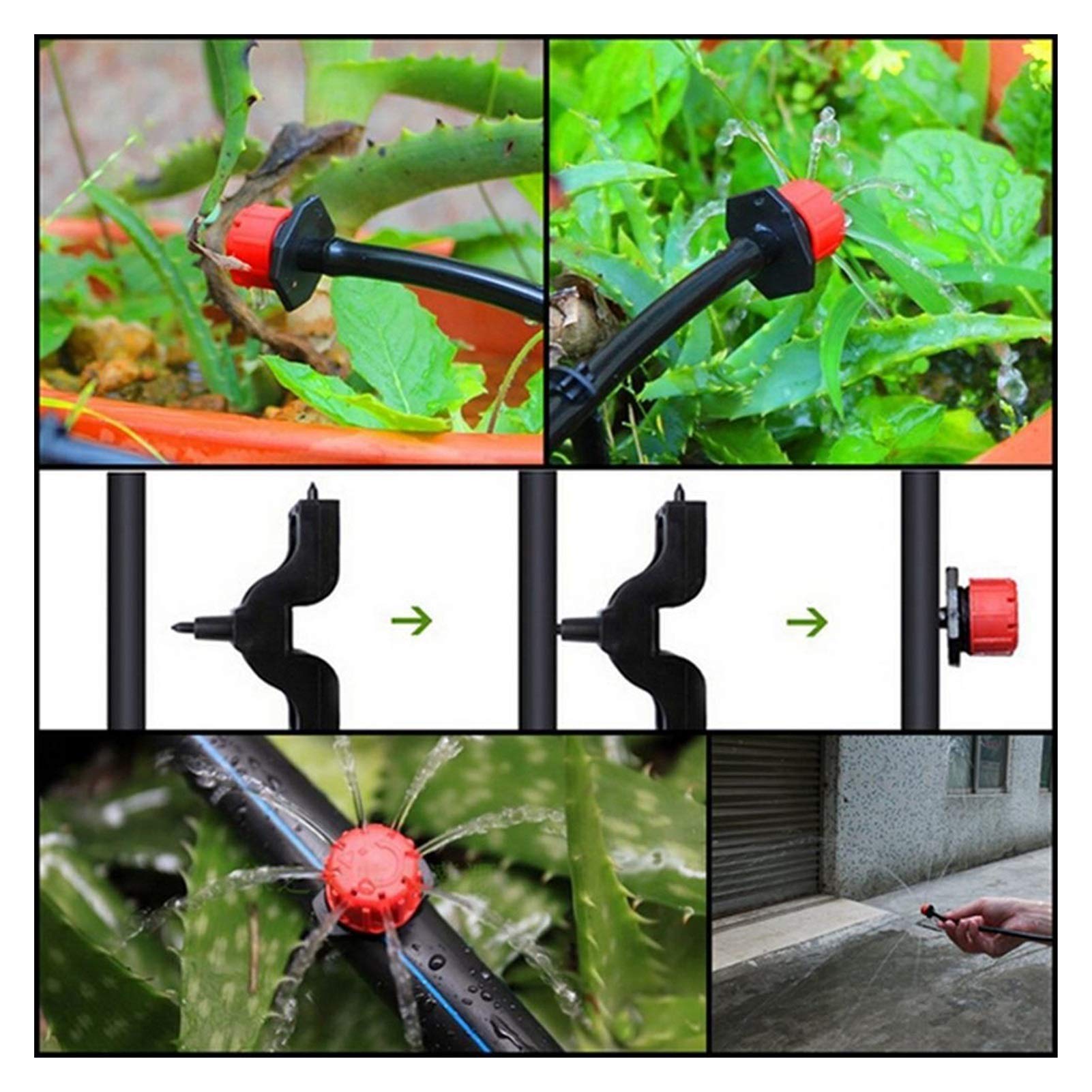 Zraszacz do trawnika, Plastikowy regulowany kroplownik z 8 otworami | Nawadnianie ogrodu: Regulowany kroplownik z 8 otworami, 200 sztuk