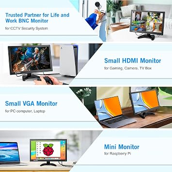 Haiway 14 Inch Security Monitor, 1366x768 CCTV Monitor Small PC Monitor