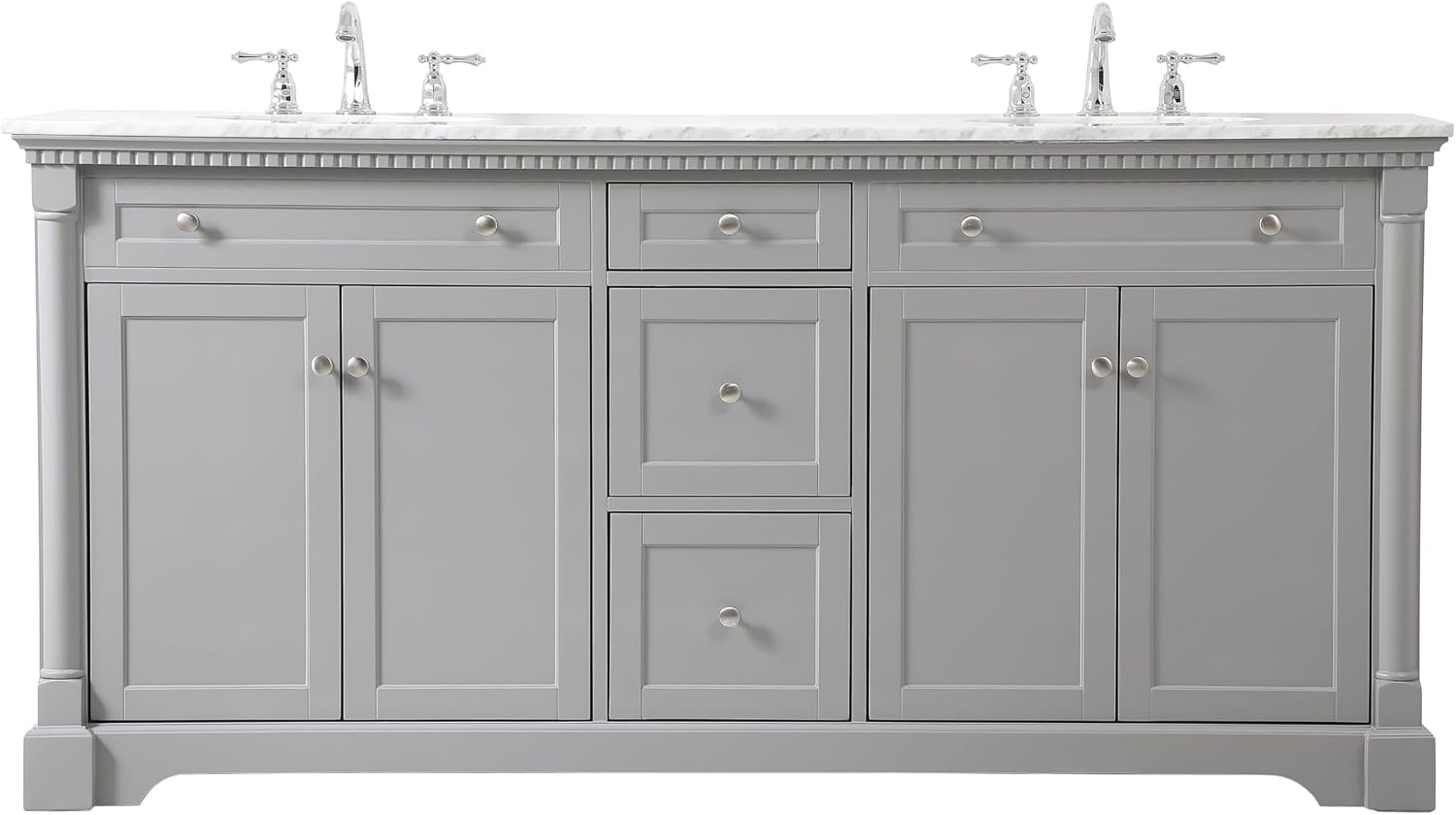 72 Double Bathroom Vanity, Soft-Close, Grey