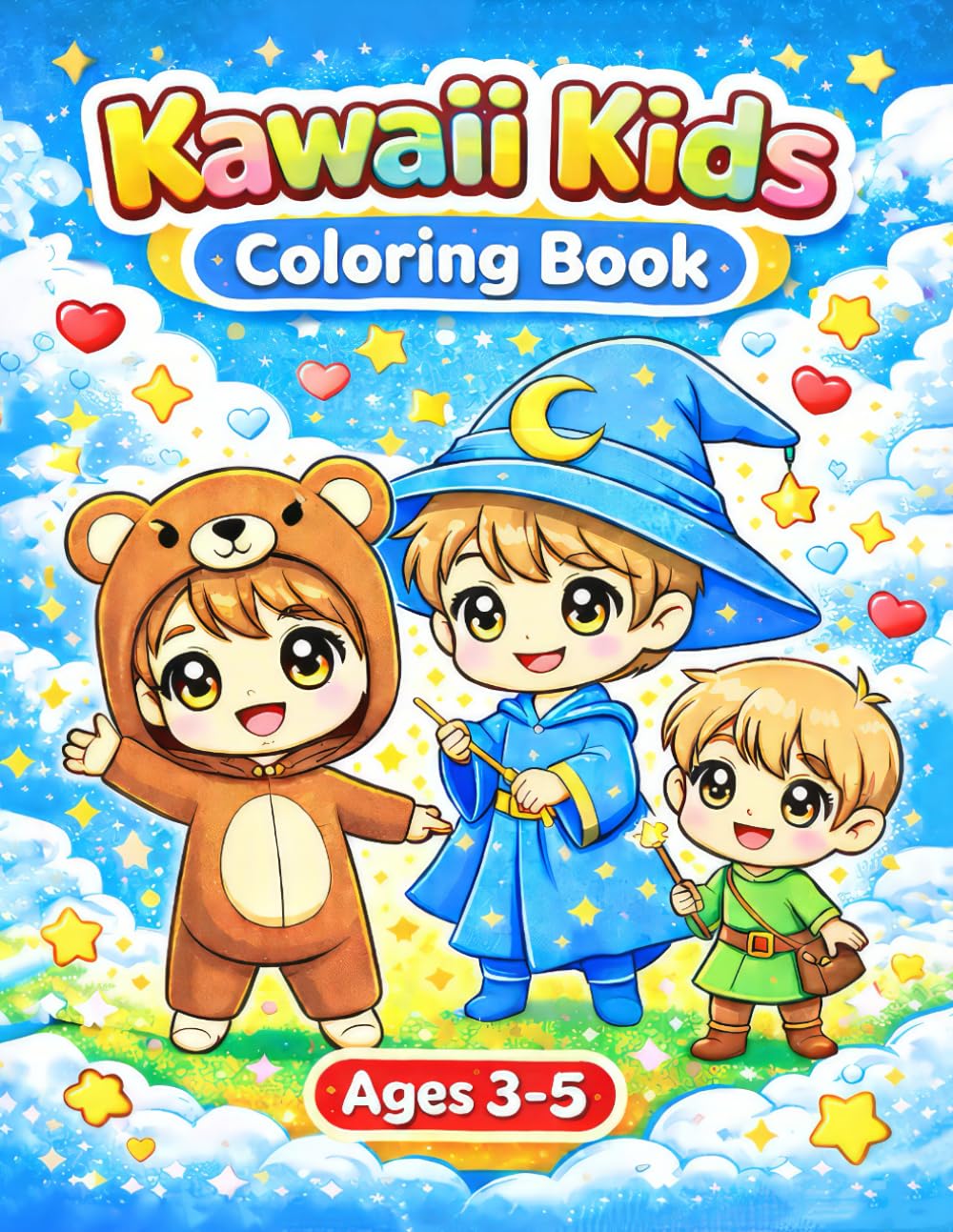 Kawaii Kids Coloring Book: Kawaii Kids Coloring Book 60 Easy and Adorable Chibi Characters for Kids Ages 3-5