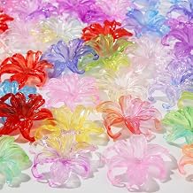 40pcs Flower Shape Beads for Jewelry Making Bracelets Necklace Bulk Pink&Purple