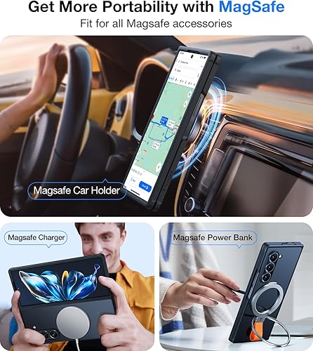 Miniatura 3 de TORRAS Funda magnética a prueba de golpes diseñada para Samsung Galaxy Z Fold 6, compatible con Magsafe prueba de caídas de grado militar Funda