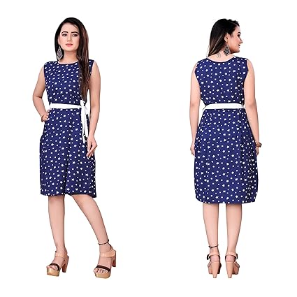 Buy Lovicci Women Fashion Dress Color Dresses Women S Fit And Flare Knee Length Tops Dot Printed Stylish Traditional Collection For Crepe Skater For Ladies Party Dress Colors At Amazon In