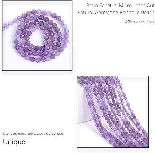 Miniatura 2 de Cuentas redondas de 0.118 in facetadas de piedras preciosas naturales talladas con láser y redondas, sueltas, espaciadoras para hacer joyas y hacer