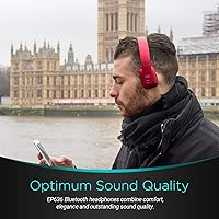 Vista 6 de August EP636 Auriculares Bluetooth - Auriculares inalámbricos en la oreja con NFC/micrófono de auriculares - Rojo