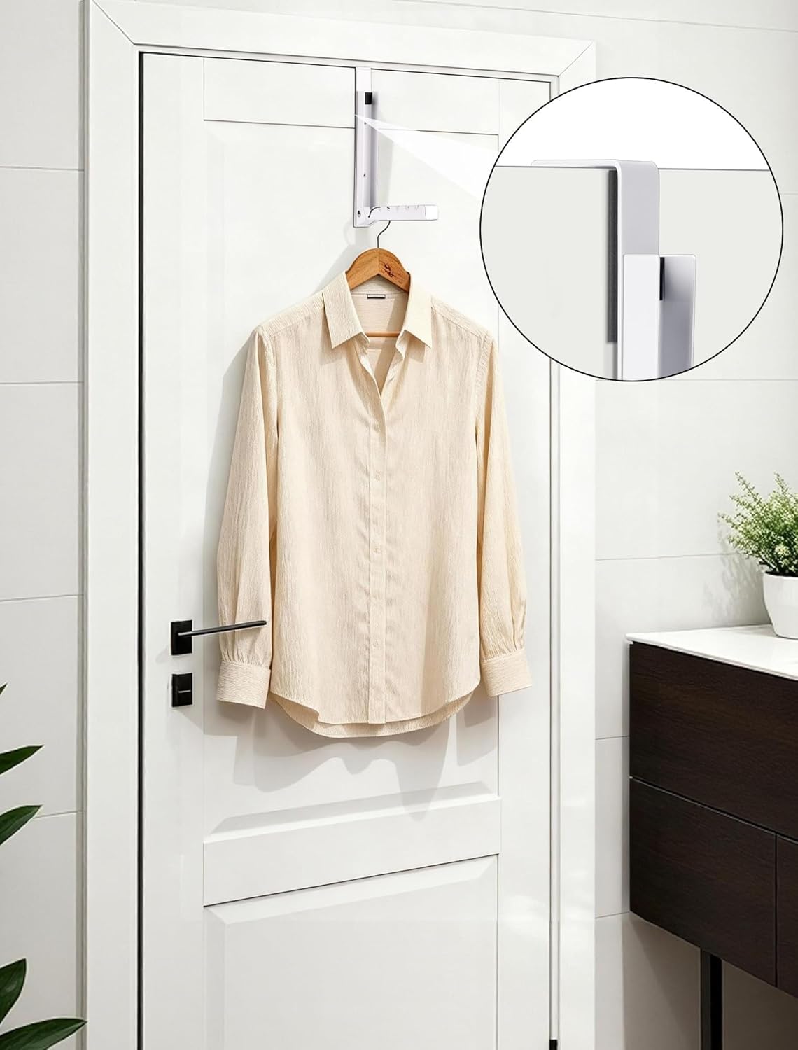 2-Packs Over the Door Hanger Hooks with Extra Anti-slip Pads, Metal Folding Clothes Drying Racks for Laundry, Dorm, Portable Space Saving Coat Towels Organizer Rack for Travel, Hanging Storage