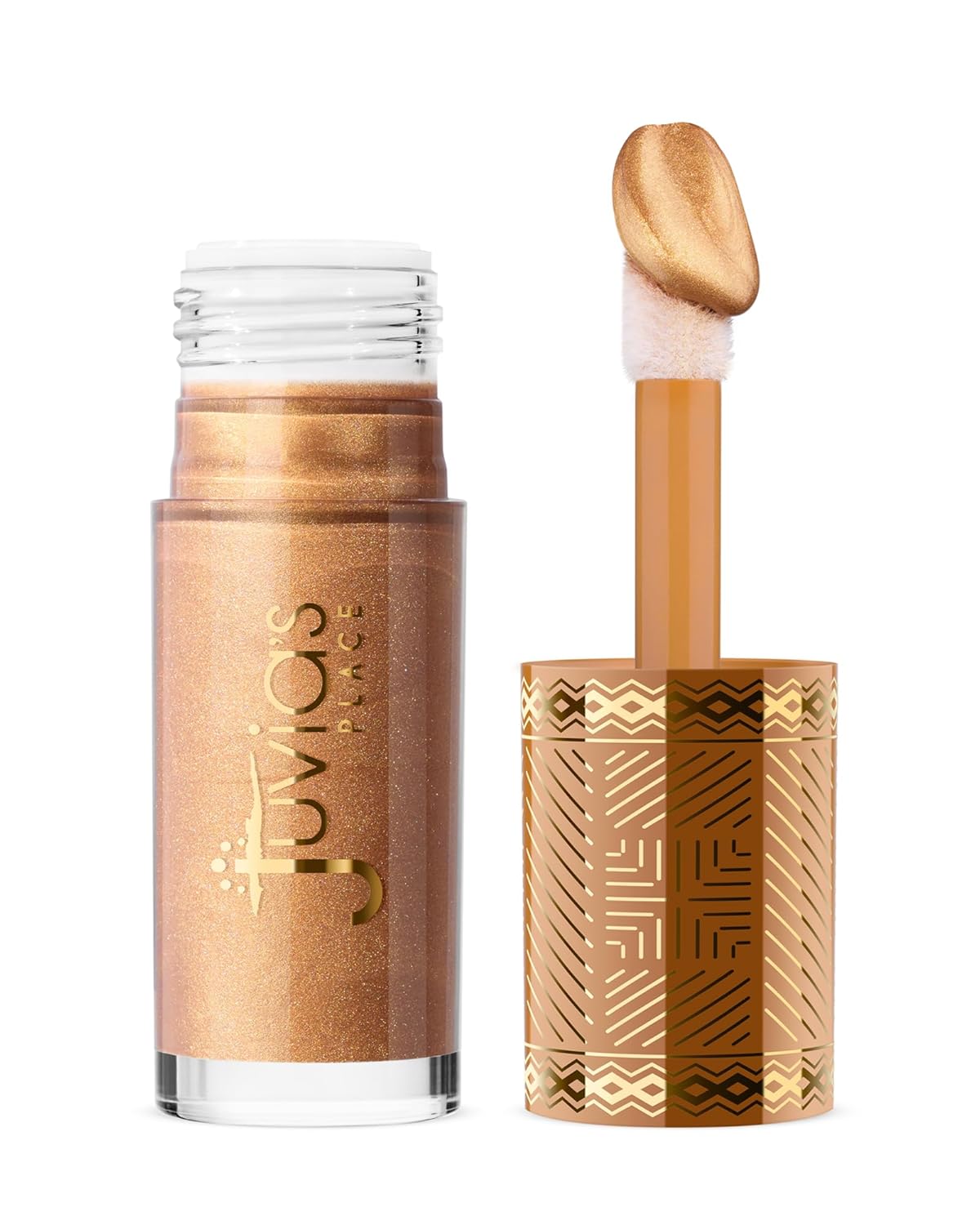 Juvia's Place Nubian Glow Liquid Luminizer - Radiant Highlighter for Face and Body, Buildable Shimmer, Versatile Shades for All Skin Tones, Long-Wearing Liquid Highlight - Nubian Gleam, 0.27 fl oz