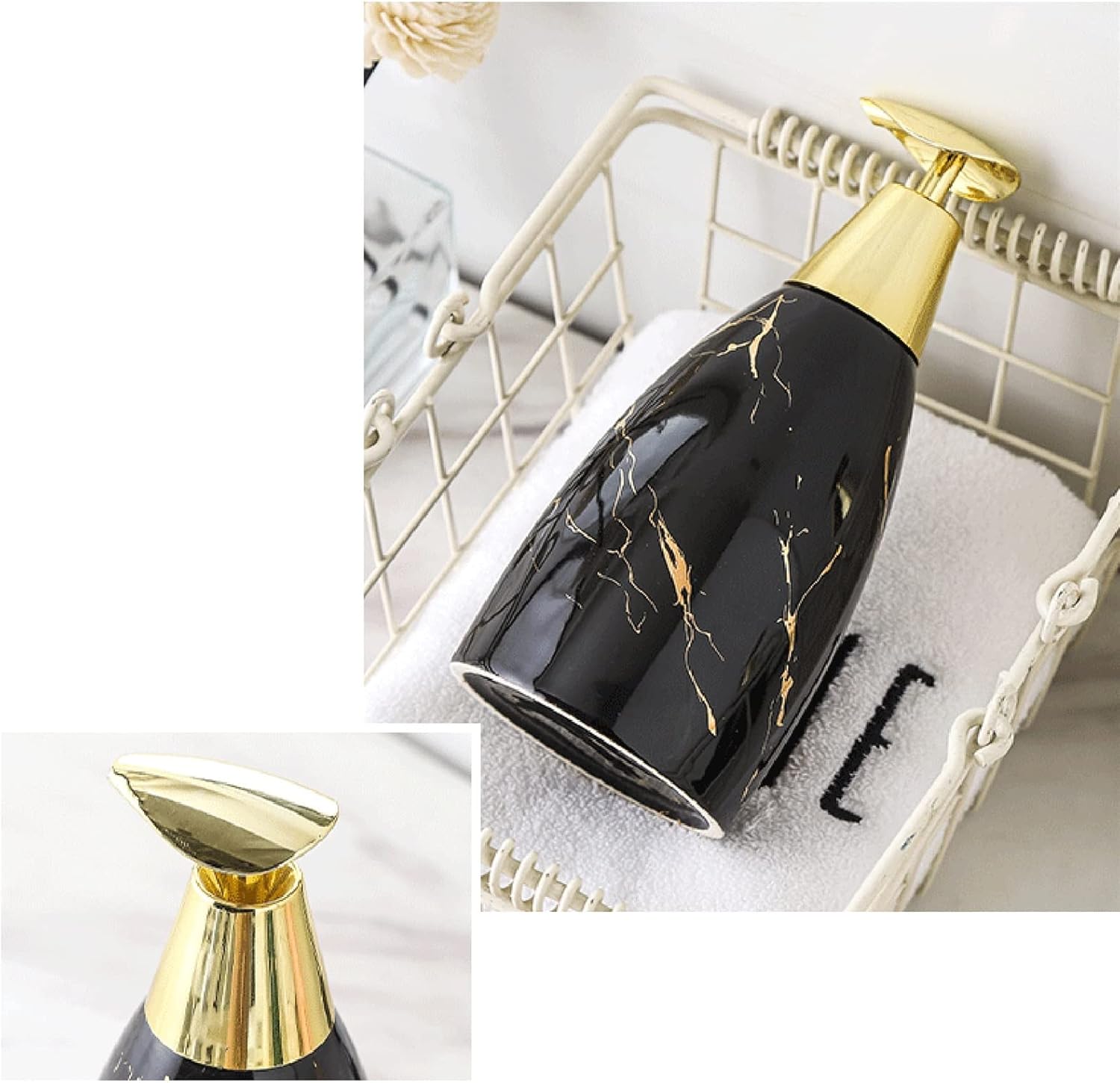 Soap Dispenser Ceramic Soap Dispenser Lotion Bottle Bathroom Decoration Accessories Shampoo Bottle Home Container Decoration Empty Press Pump Bottles (Color : Lotion Bottle 4) (Lotion Bottle 1 )