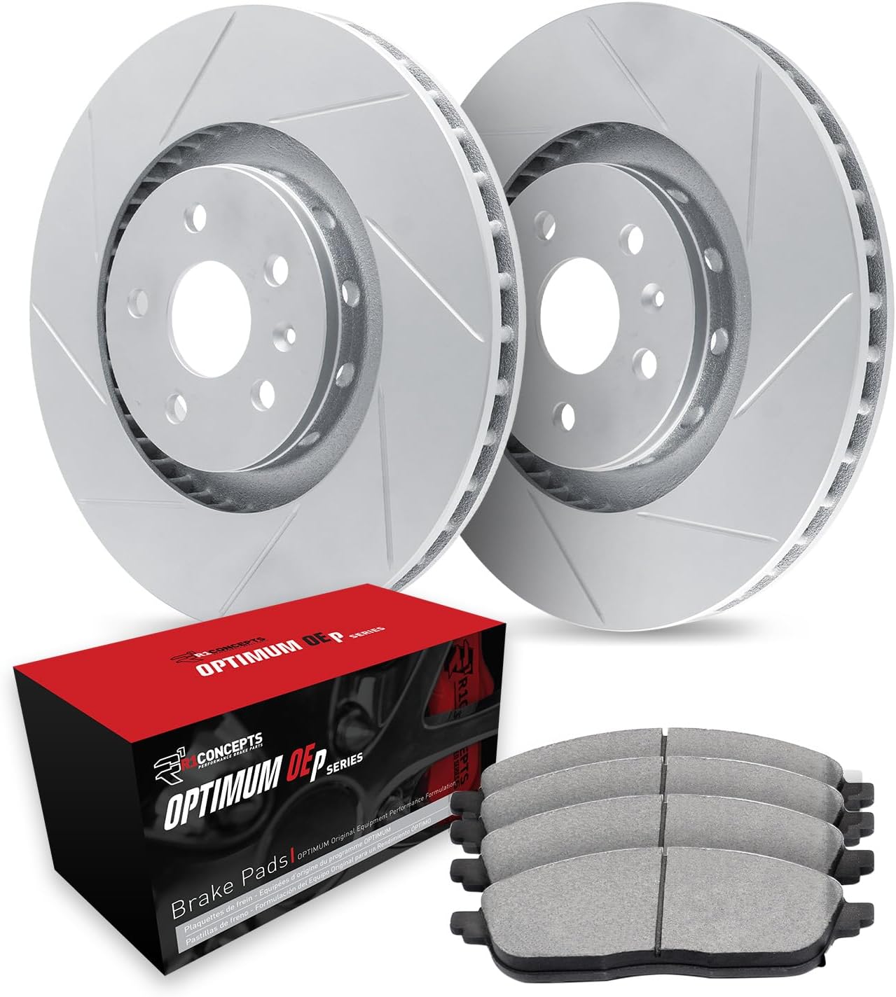 R1 Concepts Front Brakes and Rotors Kit |Front Brake Pads| Brake Rotors and Pads| Optimum OEp Brake Pads and Rotors WLUN1-39043