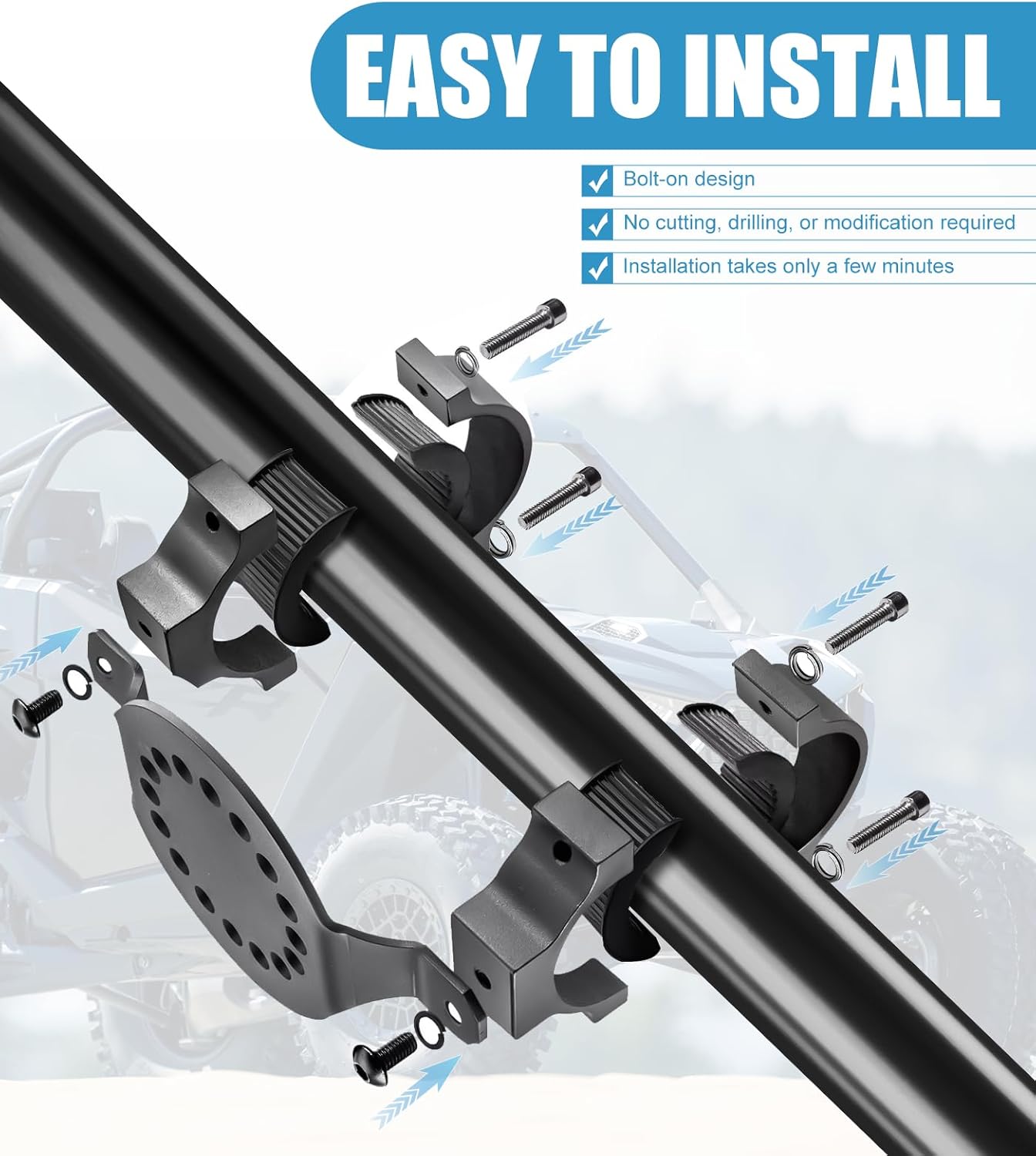 Upgraded UTV Gas Can Mount, Water Tank Oil Can Holder Gasoline Pack Fuel Container Mounting Bracket for UTV ATV Polaris RZR Ranger Can-Am Maverick Defender krx Talon Pioneer with 1-2" Roll Bar