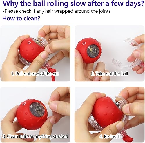 Miniatura 7 de Juguetes interactivos para gatos con movimiento activado y chirrido, rodando súper rápido en la alfombra, juego de fiesta feliz con gatitos, color