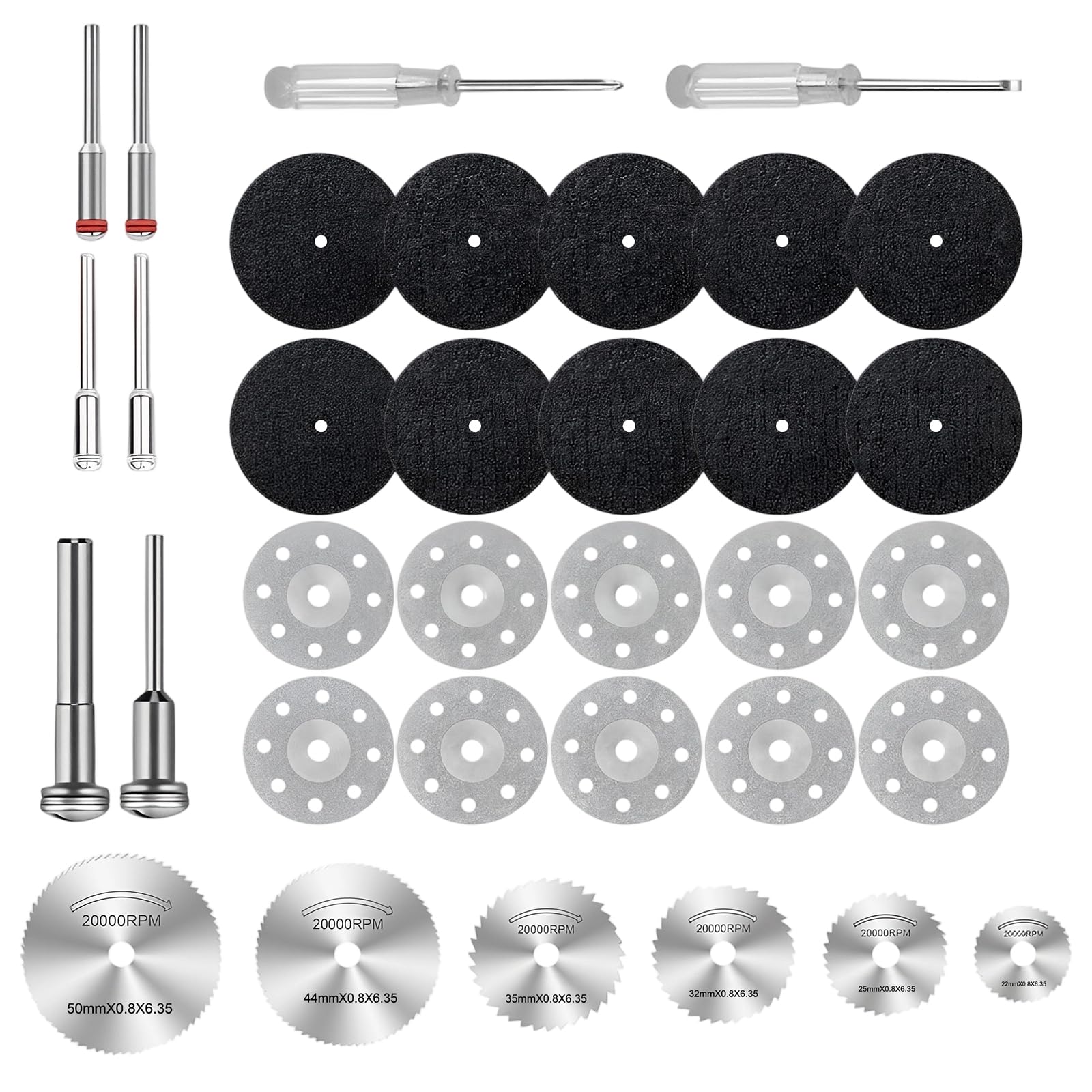 QLK 34PCS Cutting Wheels, Cutting Disc Set for Rotary Tool Accessories, Resin Grinding Wheels Set for Metal Gemstones Glass Brick Marble Ceramic Tile Wood Accessories High Speed Tool Kit