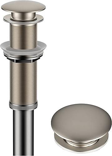 Miniatura 67 de KRAUS Desagüe emergente para lavabo de baño con rosca extendida para encimeras más gruesas y fregaderos de vidrio en acero inoxidable sin manchas