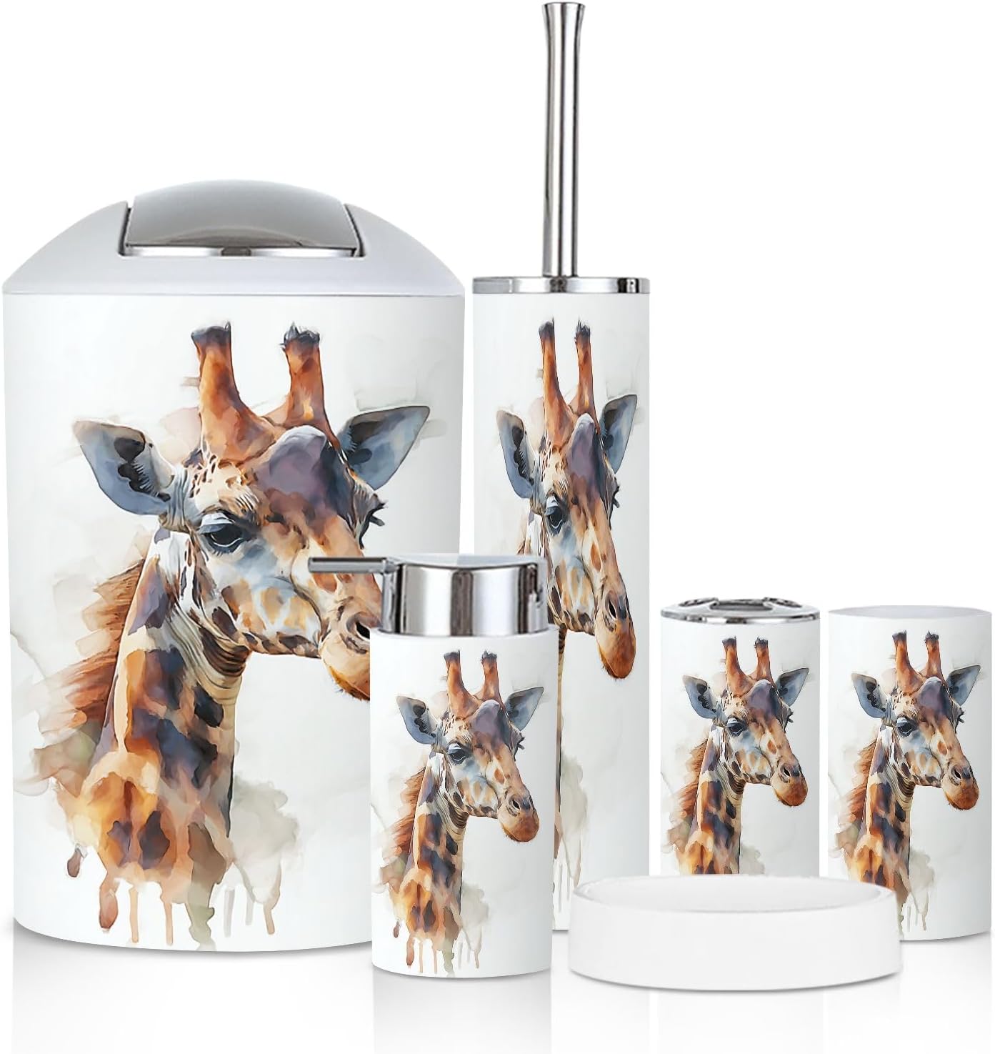 Bathroom Accessory Set 6 Piece Modern red Golden Maroon Gold Marble Texture Golden Veins Trash can, Toothbrush Holder, Soap Dispenser, Soap Dish, Toothbrush Cup, Toilet Brush Holder